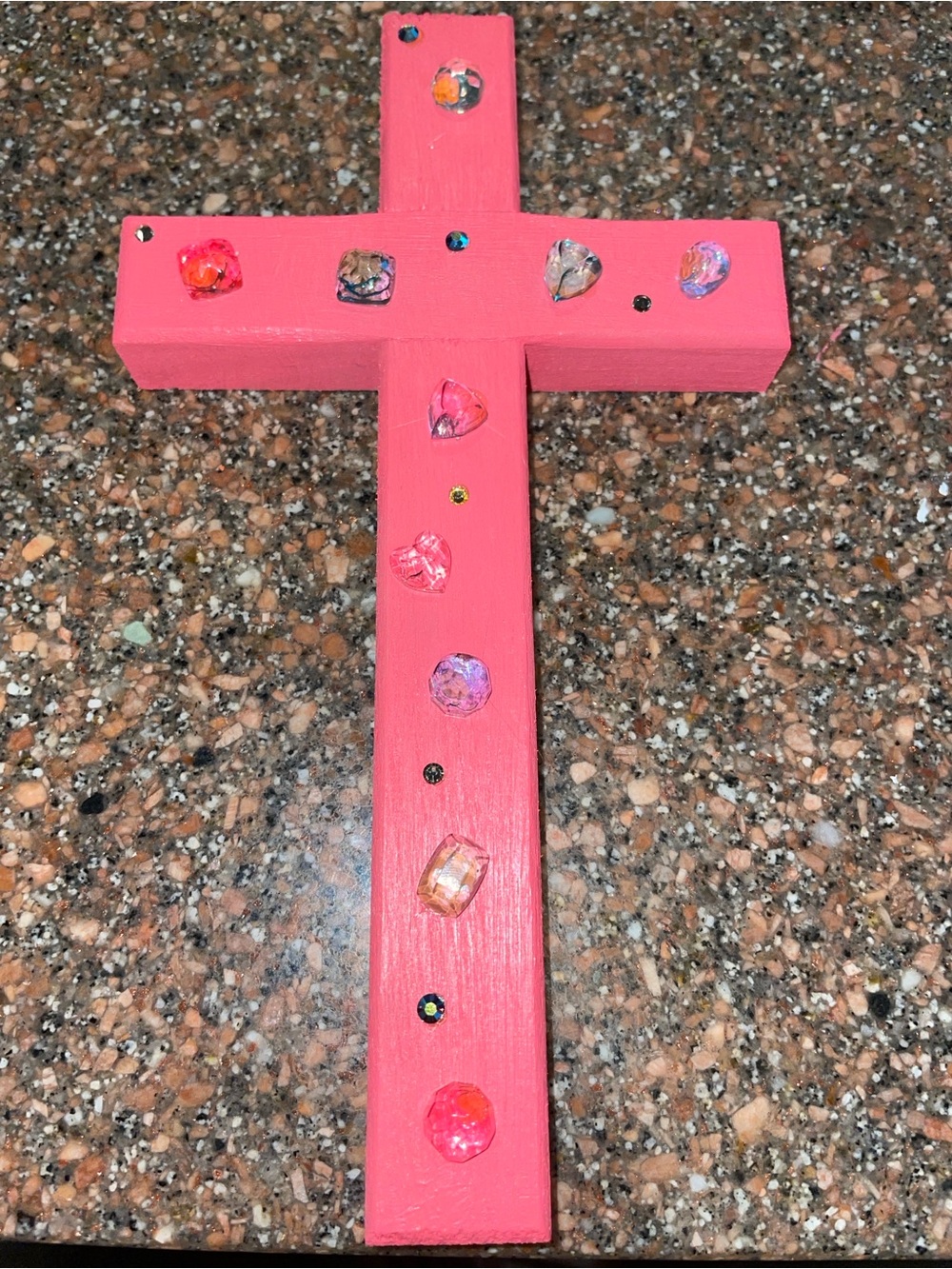 Kids Pink Gemstone Cross Wall Accent